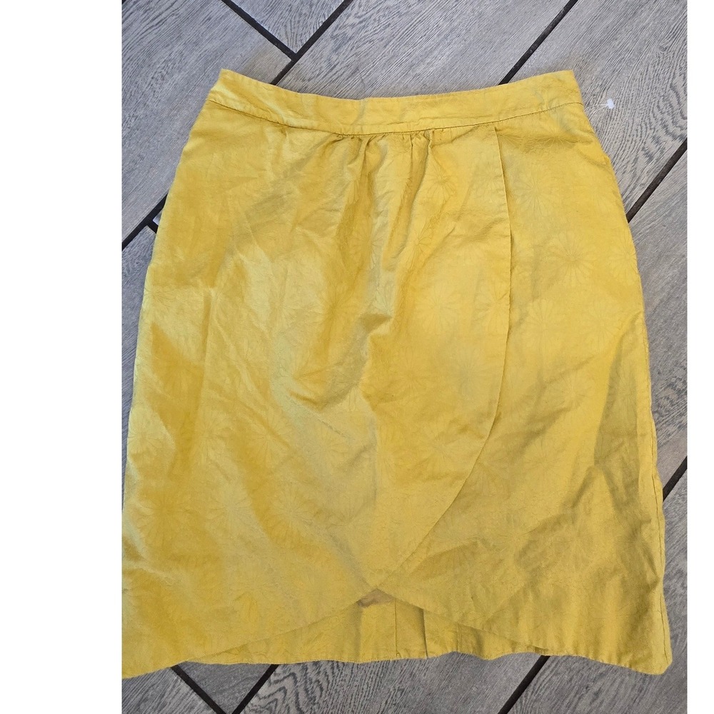 Edme & Esyllte Anthropologie Yellow Floral Jacquard Tulip Wrap Pencil Skirt 6